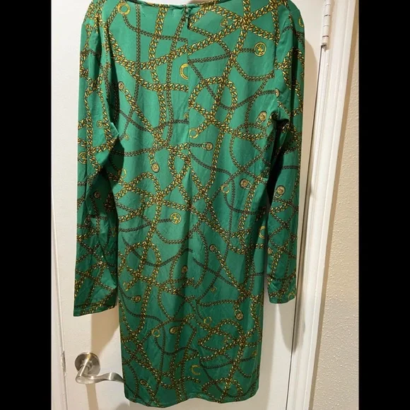Michael Kors Green and Gold Chain Dress - Picture 4 of 6